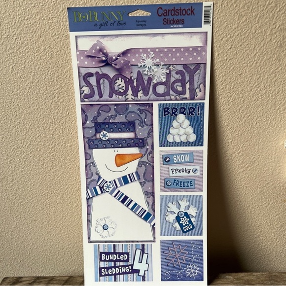 Bobunny New Old Stock Snow Day Theme Cardstock Sticker Sheet Scrapbooking Crafts - Picture 2 of 4